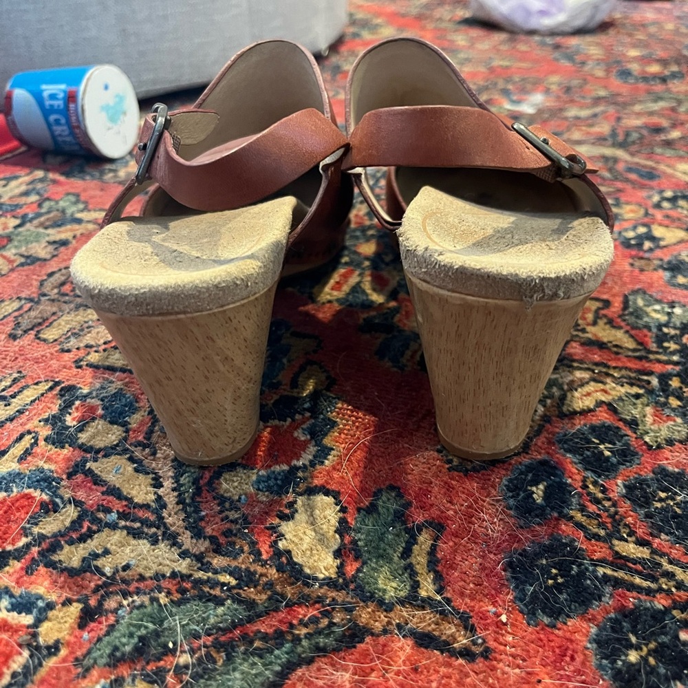 Dansko Orange/Brown Thea Leather Clog Heels 38/8 - Picture 7 of 9